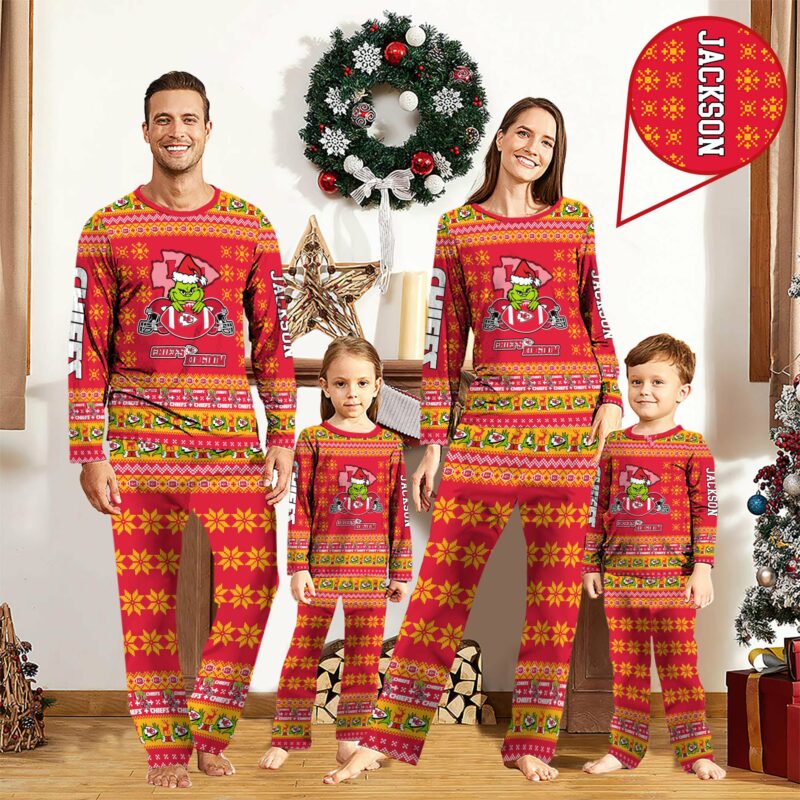 Personalized Kansas City Chiefs Holiday Grinch Pajamas