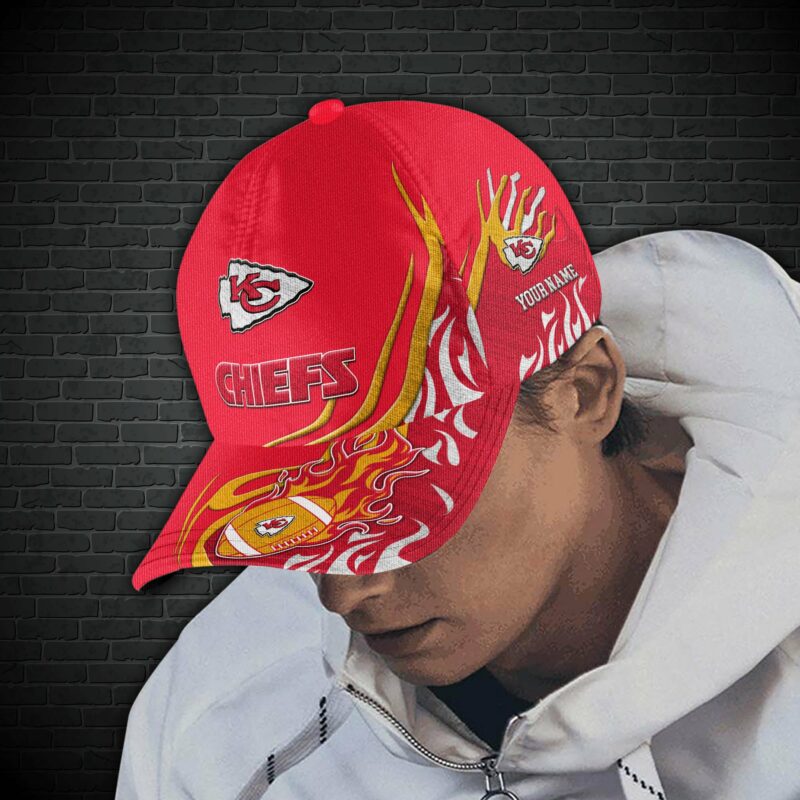 Personalized Kansas City Chiefs Inferno Blaze Baseball Cap mockup