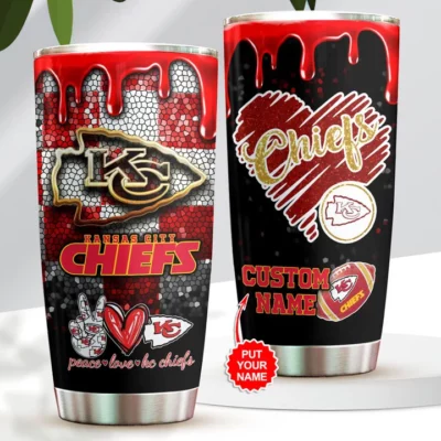 Personalized Kansas City Chiefs Love Mosaic Tumbler