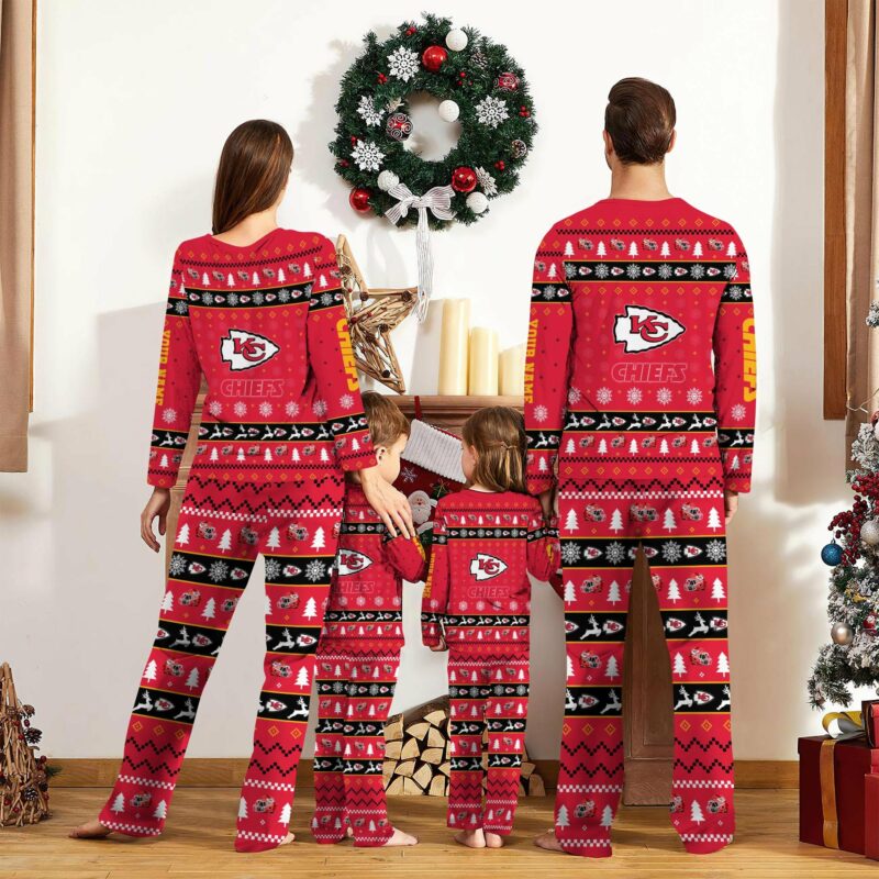 Personalized Kansas City Chiefs Merry Mascot Pajamas back