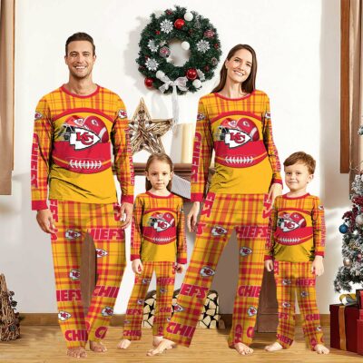 Personalized Kansas City Chiefs Plaid Game Night Pajamas