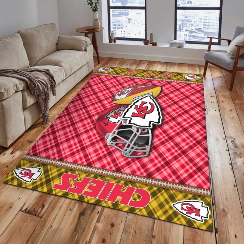 Personalized Kansas City Chiefs Plaid Pride Rug