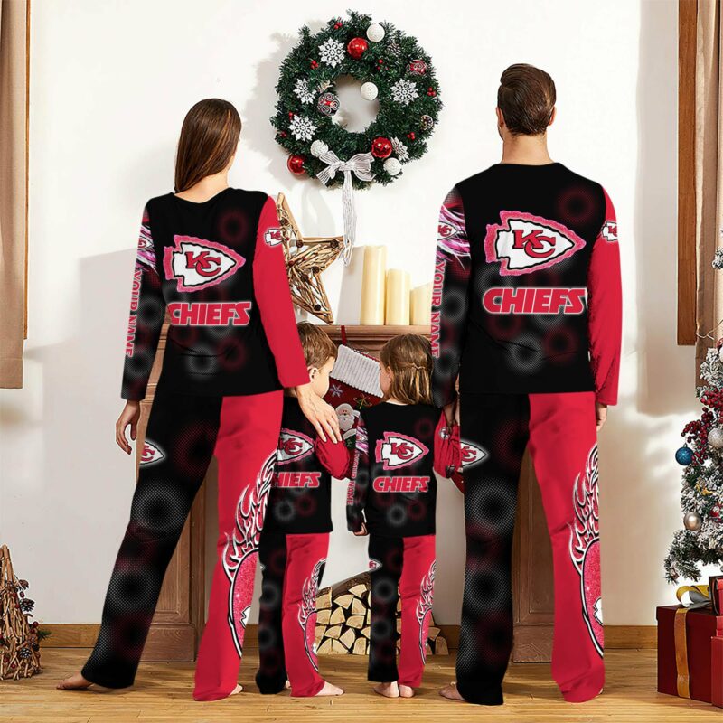 Personalized Kansas City Chiefs Swirling Gridiron Dreams Pajamas back