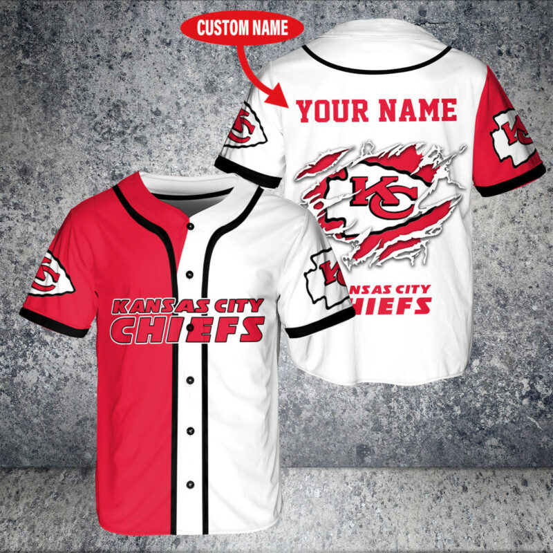 Personalized Kansas City Chiefs Torn Pride Baseball Jersey