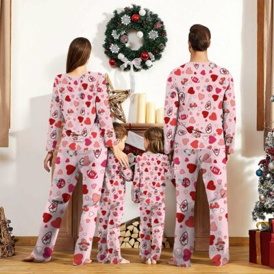 Personalized Kansas City Chiefs Valentine Heartbeat Pajamas back