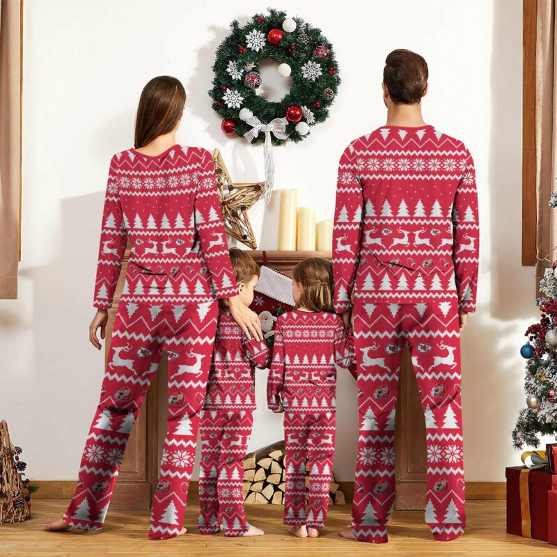 Personalized Kansas City Chiefs Winter Wonderland Pajamas back