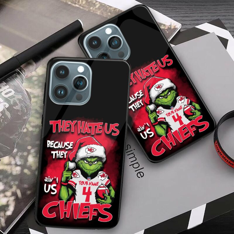 Personalized They Hate Us Cause They Ain't Us Chiefs Phone Case Glass photo view 3