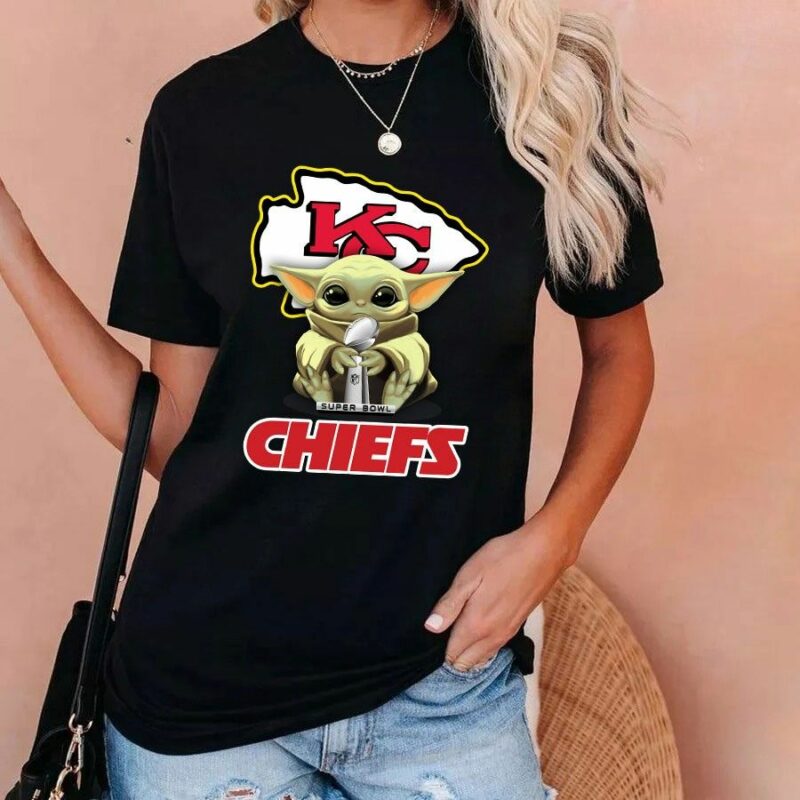 Baby Yoda Kansas City Chiefs Super Bowl Champion 2D T-Shirt Mockup women