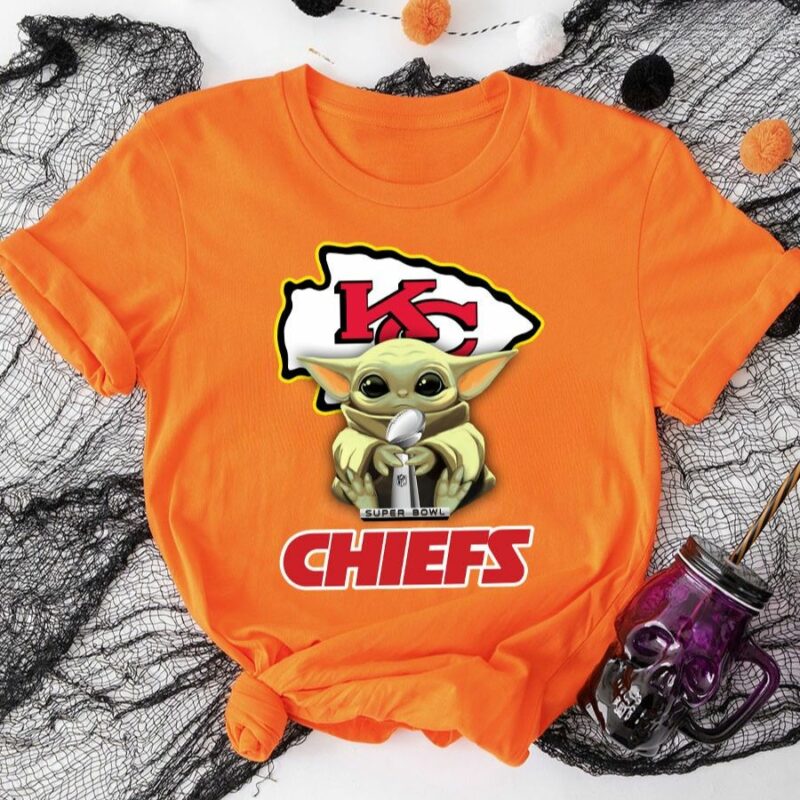 Baby Yoda Kansas City Chiefs Super Bowl Champion 2D T-Shirt orange