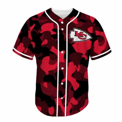 Kansas City Chiefs Camouflage Patterns Baseball Jersey front