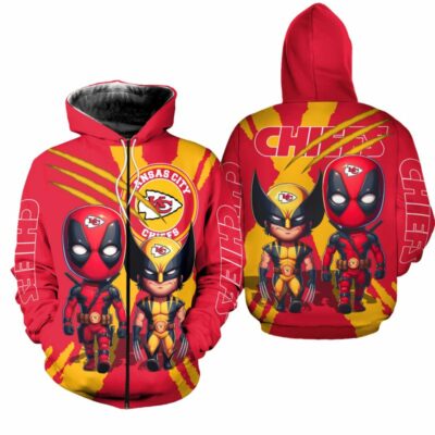 Kansas City Chiefs Deadpool&Wolverines Friend zip Hoodie