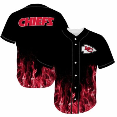 Kansas City Chiefs Flame Pattern Baseball Jersey