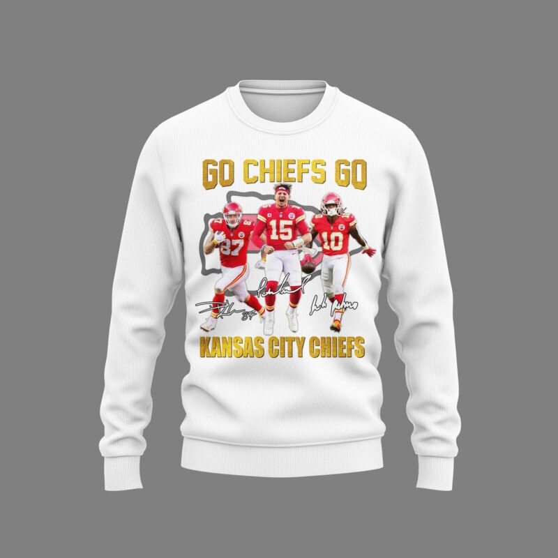 Kansas City Chiefs Go Chiefs Go Unisex 2D Sweatshirt white