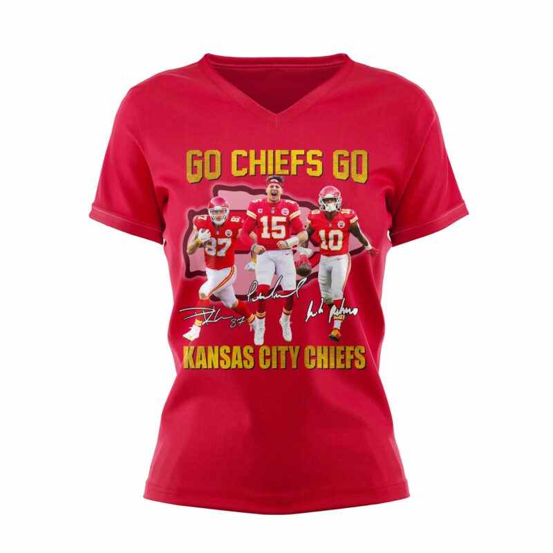 Kansas City Chiefs Go Chiefs Go Unisex 2D V Neck T-shirt Red