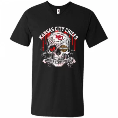 Kansas City Chiefs Harley Davidson Skull 2D T-Shirt