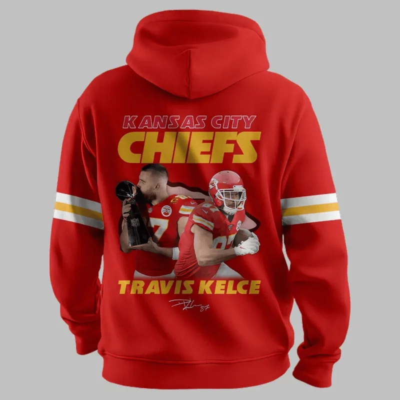 Kansas City Chiefs Travis Kelce 87 Red Hoodie back