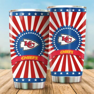 Kansas City Chiefs USA Flag Pattern Independence Day Tumbler