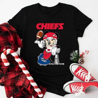 Mickey Mouse Kansas City Chiefs Super Bowl Cup Vince Lombardi Trophy 2D T-Shirt black