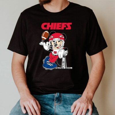 Mickey Mouse Kansas City Chiefs Super Bowl Cup Vince Lombardi Trophy 2D T-Shirt black mockup men