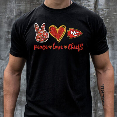 Peace Love Kansas City Chiefs 2D T-Shirt mockup men