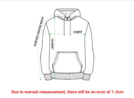 Unisex Hoodie and Zip Hoodie size