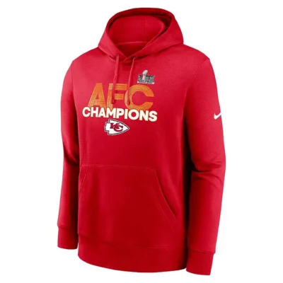 Red Kansas City Chiefs AFC Champions Fleece Hoodie front