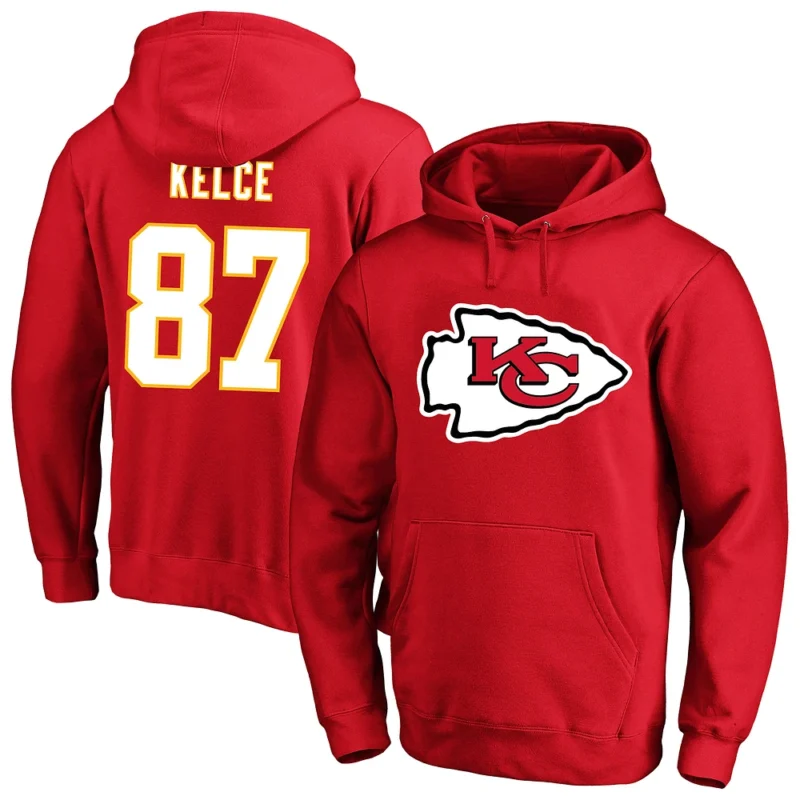 Travis Kelce Red Kansas City Chiefs Big & Tall Hoodie