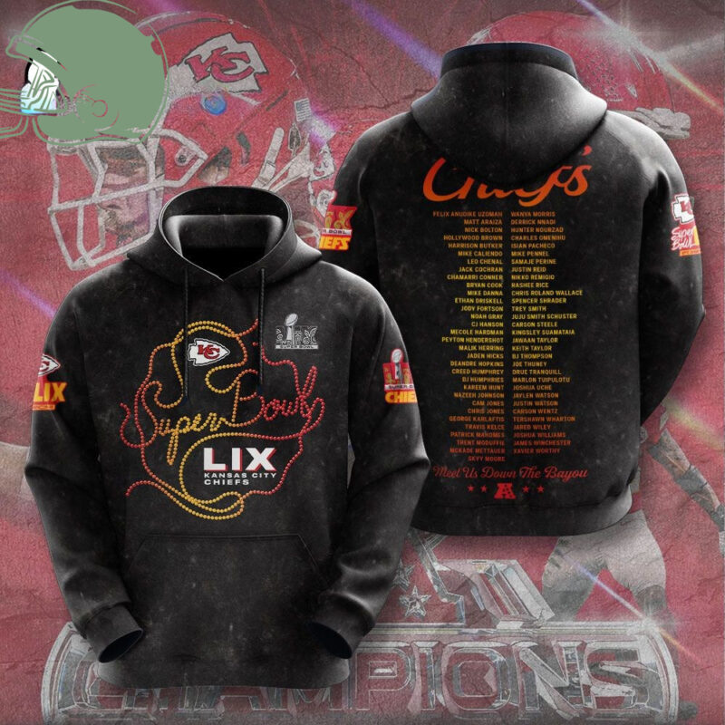 Kansas City Chiefs 2025 Super Bowl LIX Black Hoodie