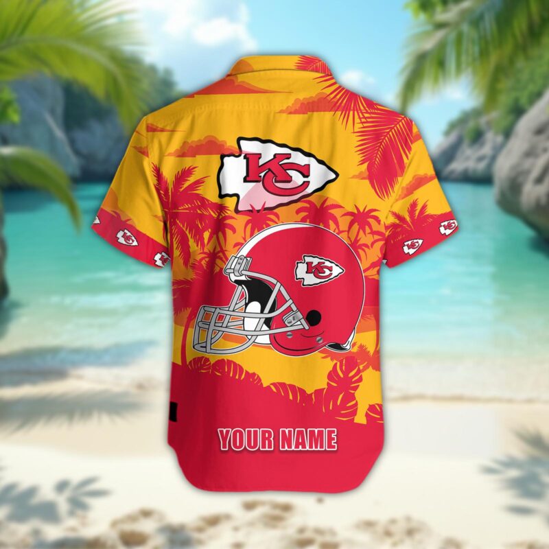 Personalized Kansas City Chiefs Tropical Warrior Hawaiian Shirt back