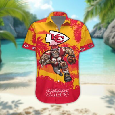 Personalized Kansas City Chiefs Tropical Warrior Hawaiian Shirt front