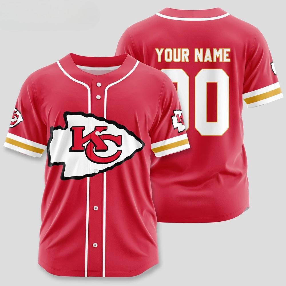 Kansas City Chiefs Custom Name And Number Baseball Jersey Kansas City Chiefs Custom Name And Number Baseball Jersey