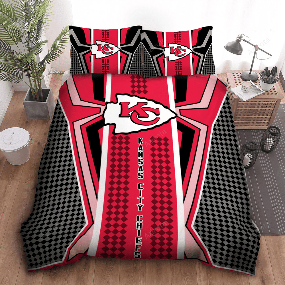 Kansas City Chiefs Red Checkered Stripe Bedding Set Kansas City Chiefs Red Checkered Stripe Bedding Set