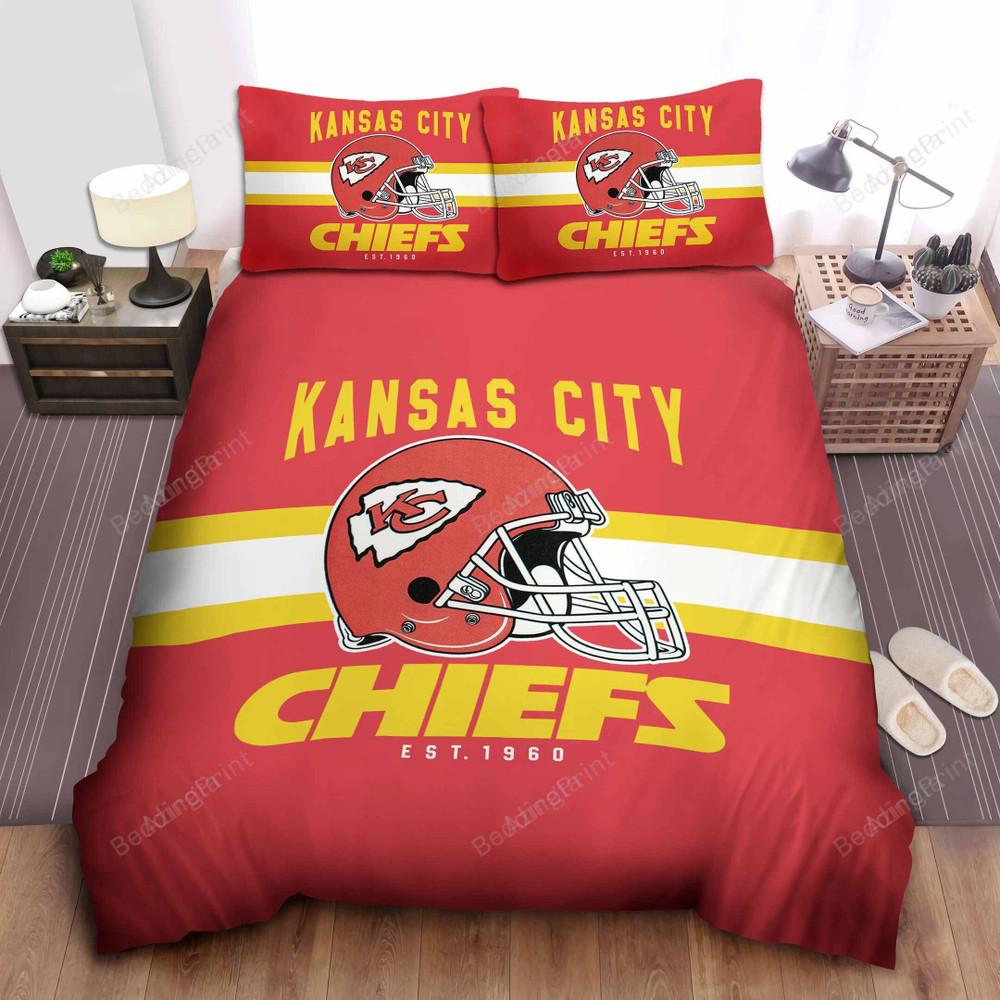 Kansas City Chiefs Retro Stripe Helmet Bedding Set Kansas City Chiefs Retro Stripe Helmet Bedding Set