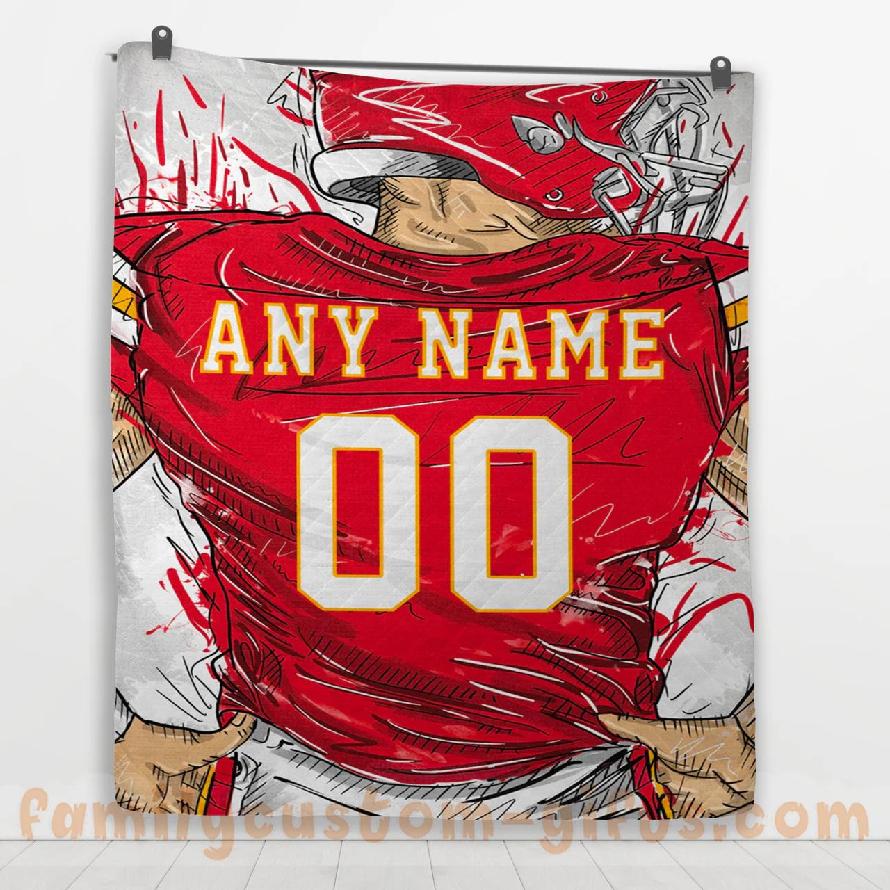 Kansas City Chiefs Custom Jersey Name & Number Blanket Kansas City Chiefs Custom Jersey Name & Number Blanket