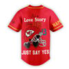 Taylor Swift Travis Kelce Love Story Red Baseball Jersey back
