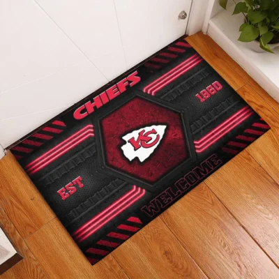 Kansas City Chiefs Neon Grid Welcome Doormat Home