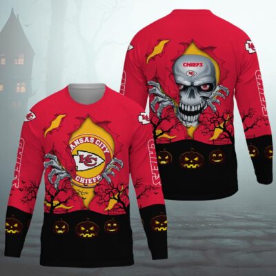 Kansas City Chiefs Reaper Flame Halloween Sweatshirt