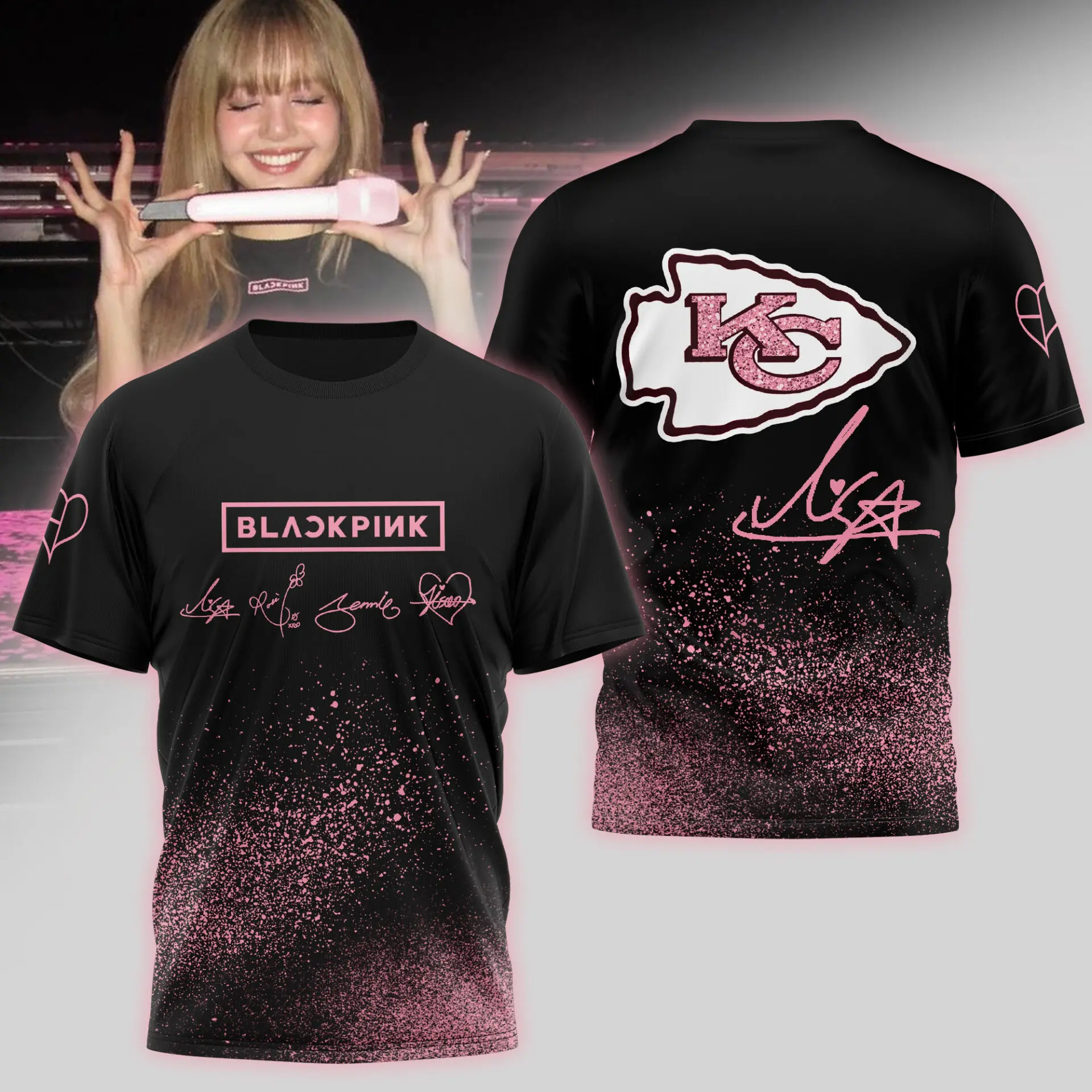 Kansas City Chiefs Blackpink Glitter Signature Shirt Kansas City Chiefs Blackpink Glitter Signature Shirt
