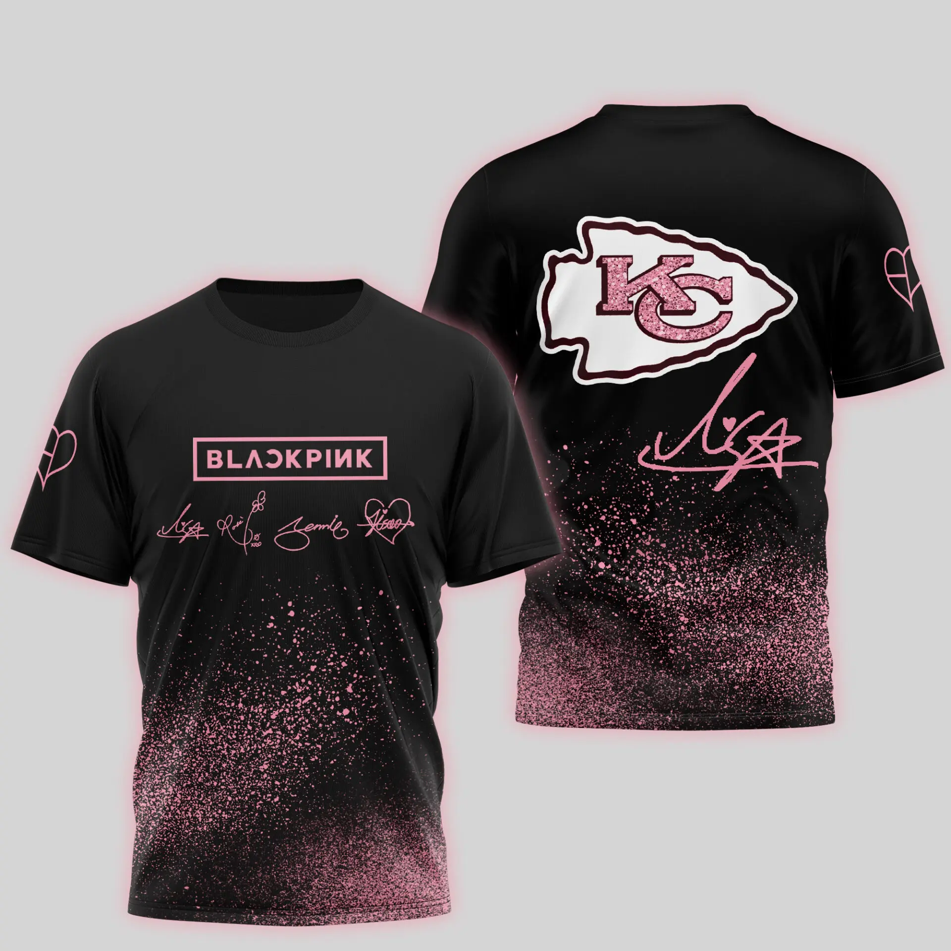 Kansas City Chiefs Blackpink Glitter Signature Shirts Kansas City Chiefs Blackpink Glitter Signature Shirts