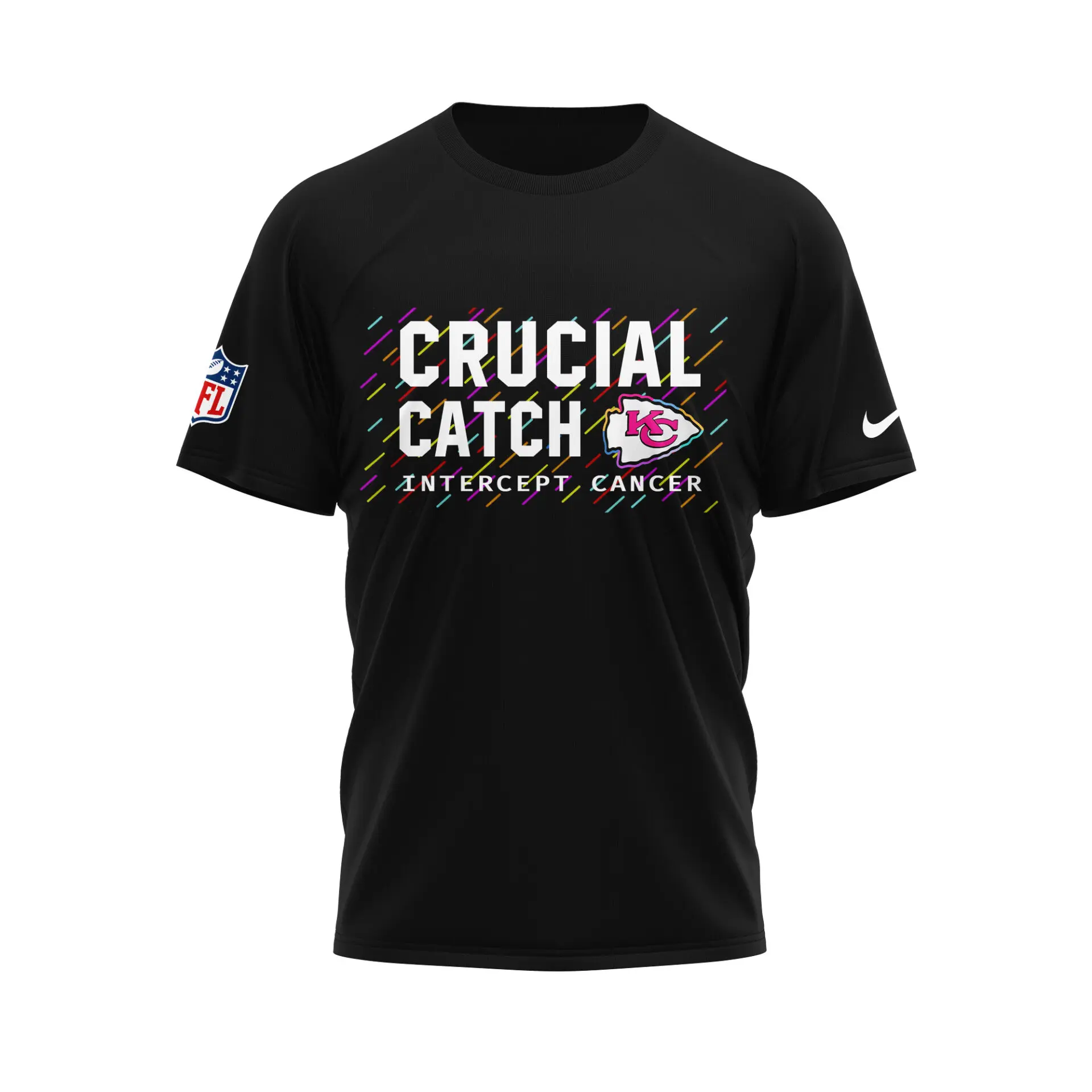 Kansas City Chiefs Crucial Catch Intercept Cancer Shirt front Kansas City Chiefs Crucial Catch Intercept Cancer Shirt front