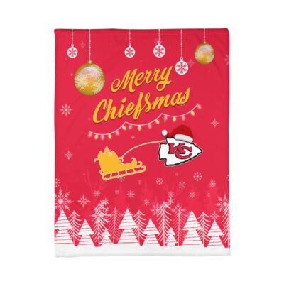 Kansas City Chiefs Merry Christmas Winter Wonderland Blanket front