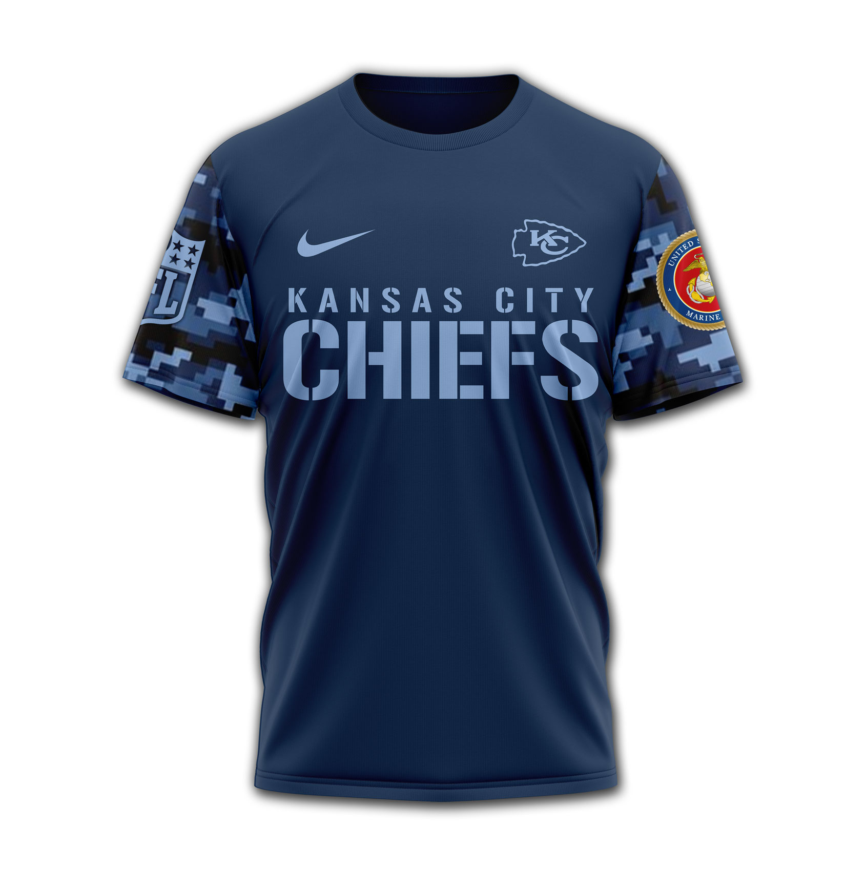 Kansas City Chiefs Navy Veteran Popeye Shirt front Kansas City Chiefs Navy Veteran Popeye Shirt front