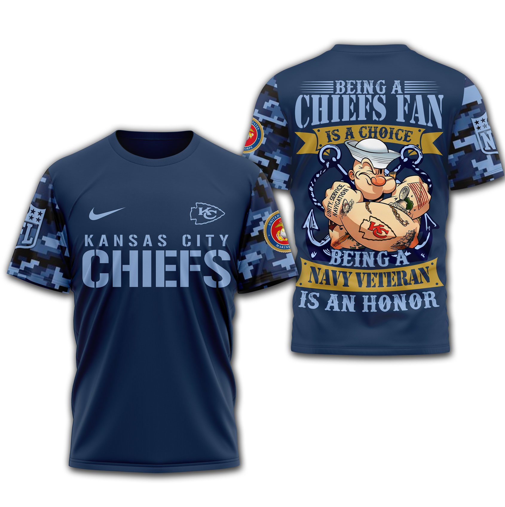 Kansas City Chiefs Navy Veteran Popeye Shirts Kansas City Chiefs Navy Veteran Popeye Shirts