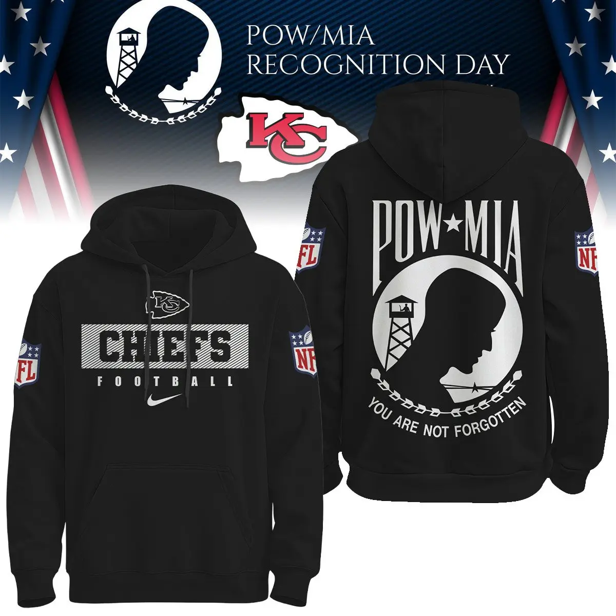 Kansas City Chiefs Pow Mia Hoodie Kansas City Chiefs Pow Mia Hoodie