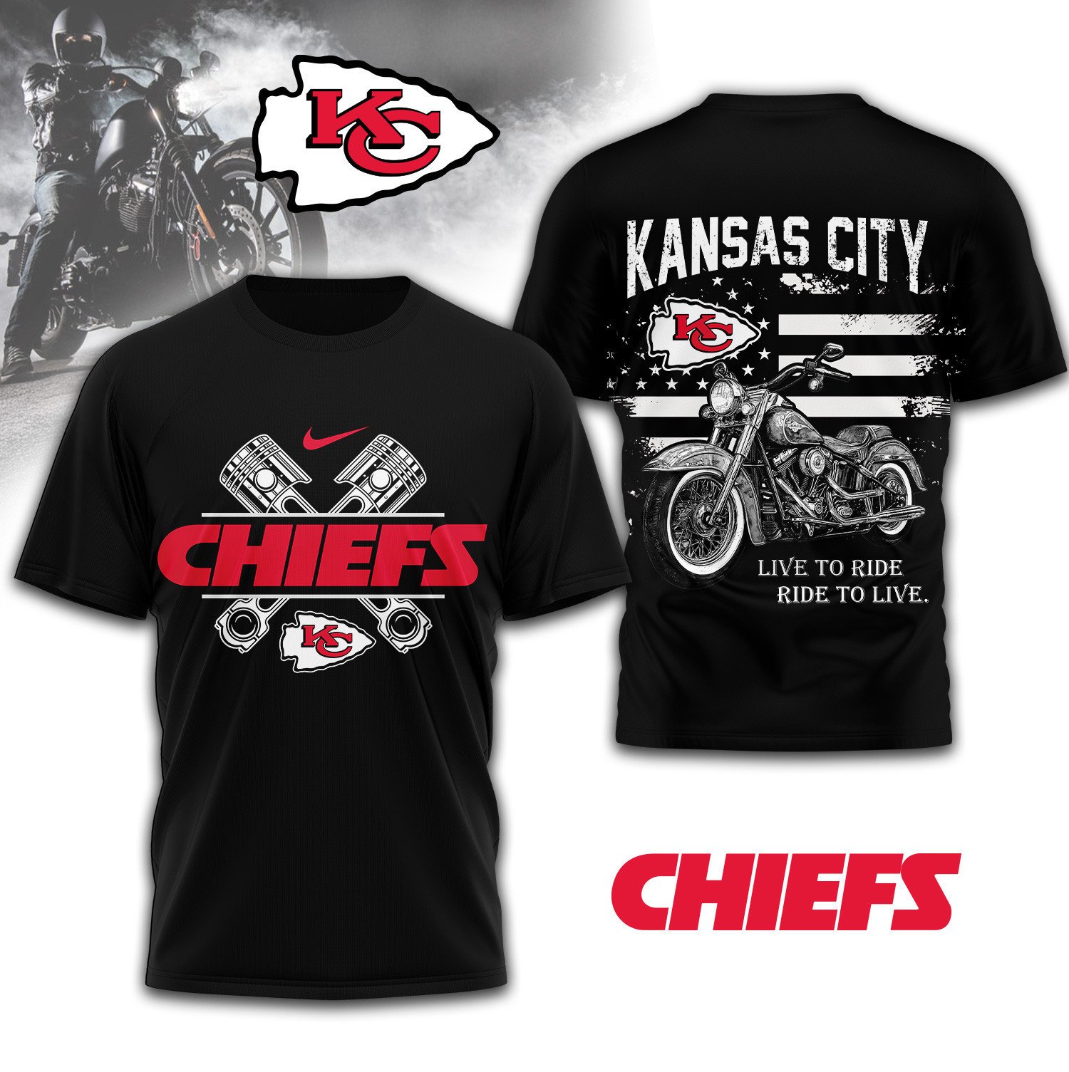 Kansas City Chiefs Ride to Live Motorcycle Shirt Kansas City Chiefs Ride to Live Motorcycle Shirt