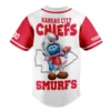 Kansas City Chiefs Smurfs Touchdown Custom Baseball Jersey back