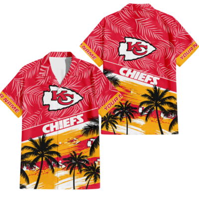 Kansas City Chiefs Sunset Tropical Red Hawaiian Shirt