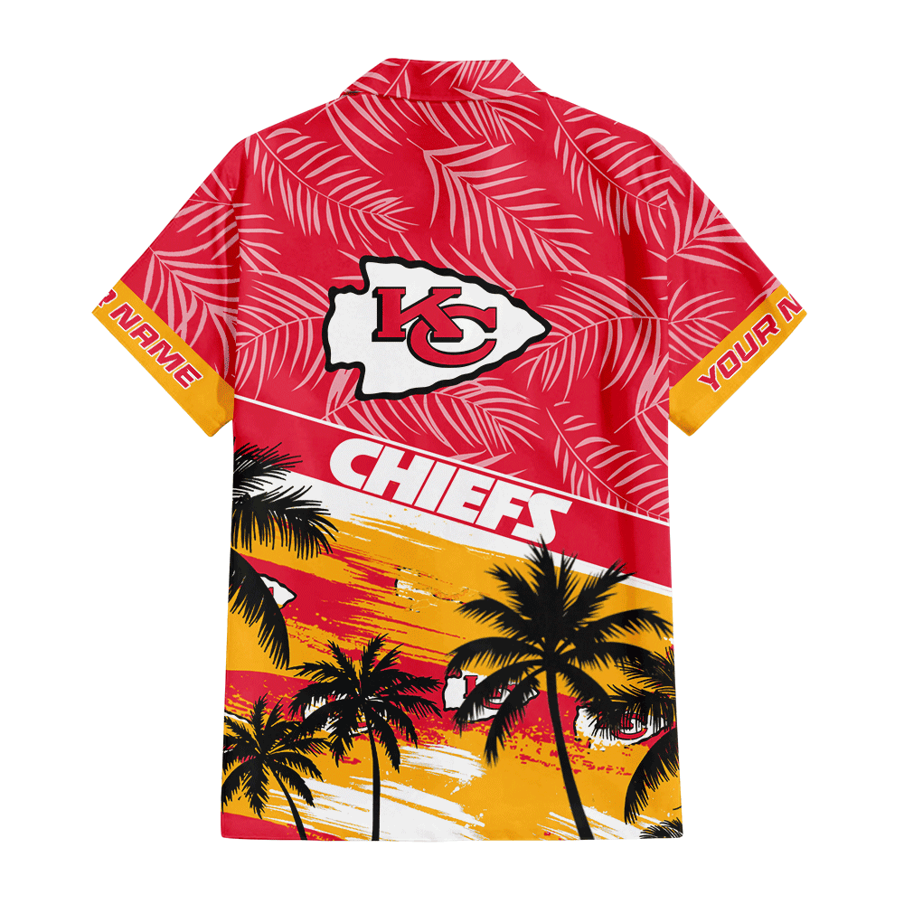 Kansas City Chiefs Sunset Tropical Red Hawaiian Shirt back Kansas City Chiefs Sunset Tropical Red Hawaiian Shirt back