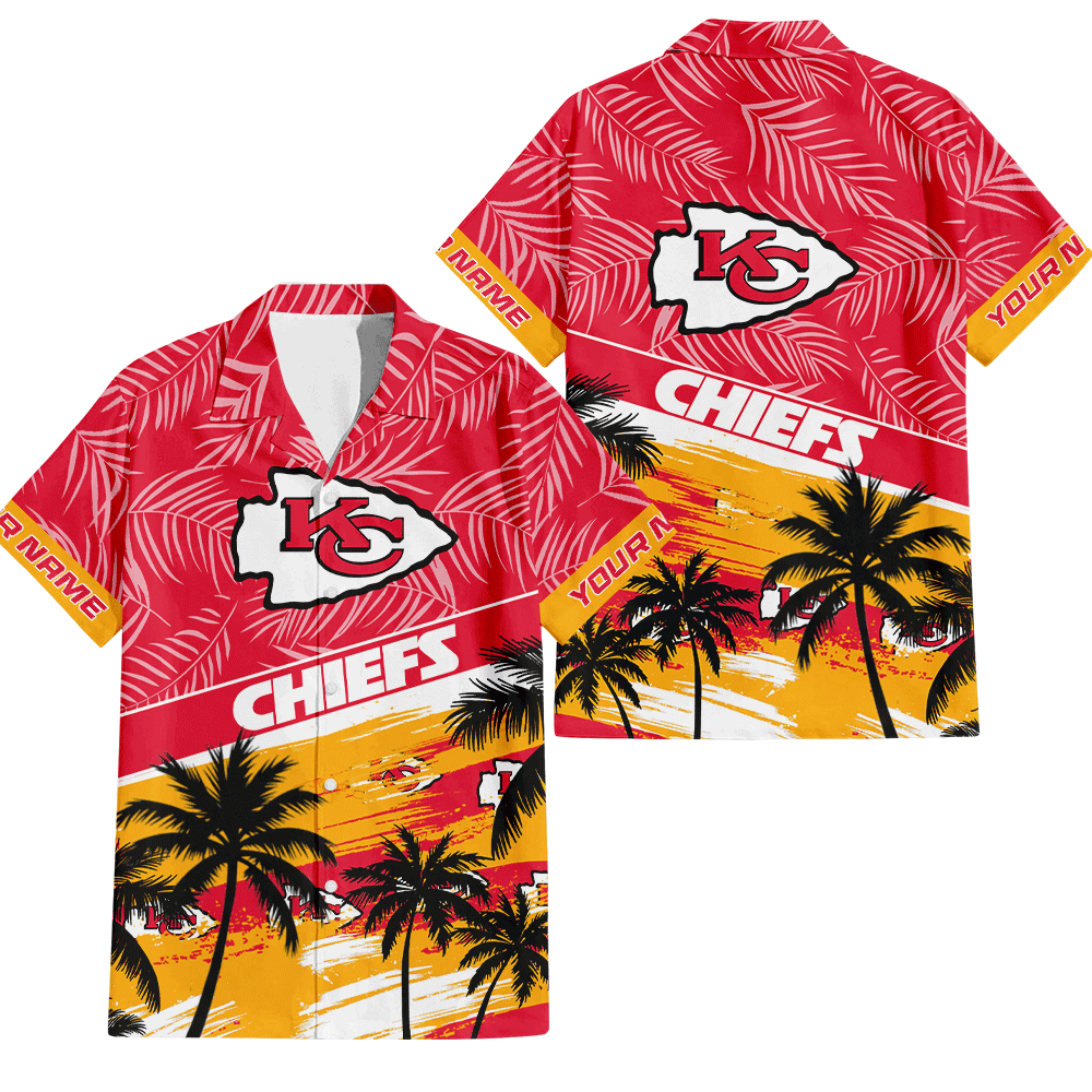 Kansas City Chiefs Sunset Tropical Red Hawaiian Shirt Kansas City Chiefs Sunset Tropical Red Hawaiian Shirt