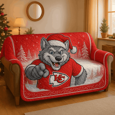 Kansas City Chiefs Wolfpack Santa Christmas Blanket
